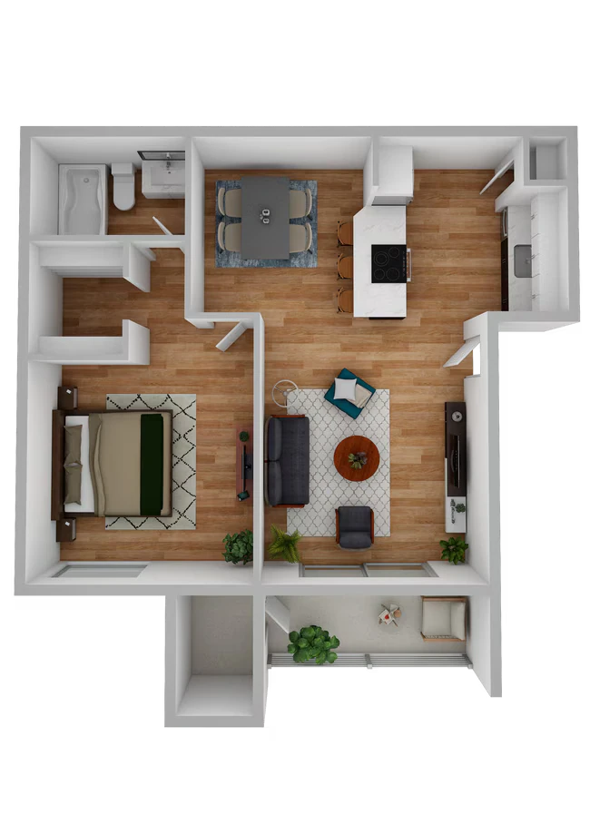One Bedroom - One Bath Patio 5125 floor plan